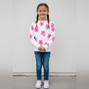 Cat & Jack White and Pink Floral Sweater